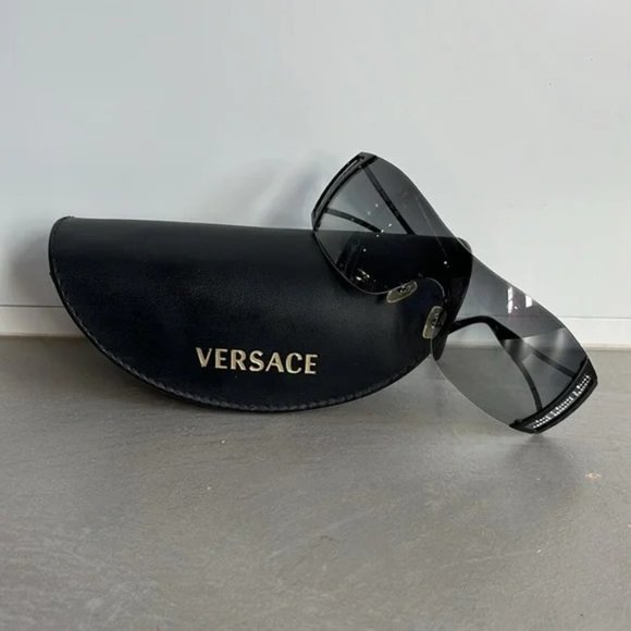 Versace 2058-B Black Rhinestone Cutout Shield Sunglasses main image 9